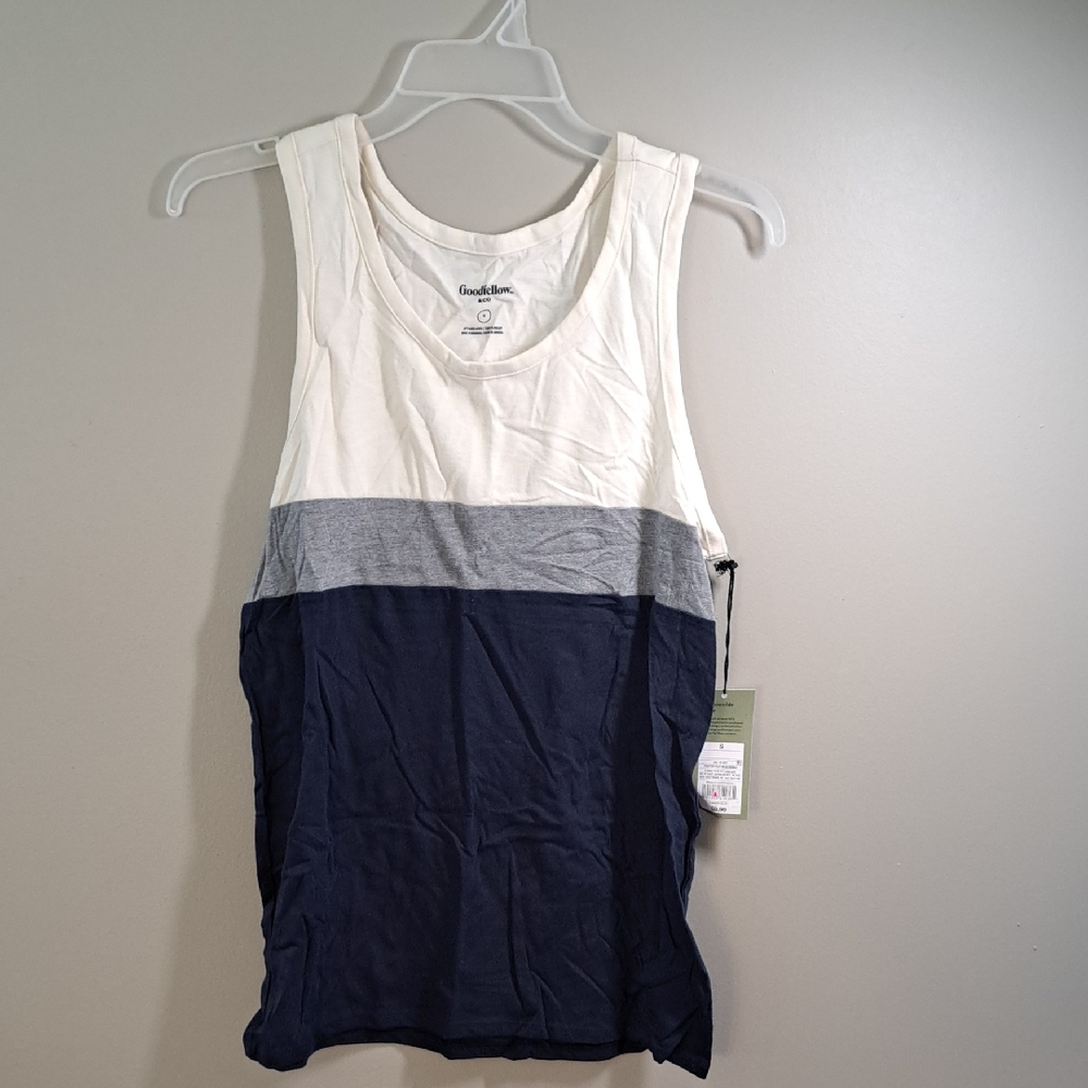 Goodfellow & Co Tri-Tone Sleeveless Top in Cream, Gray, and Navy